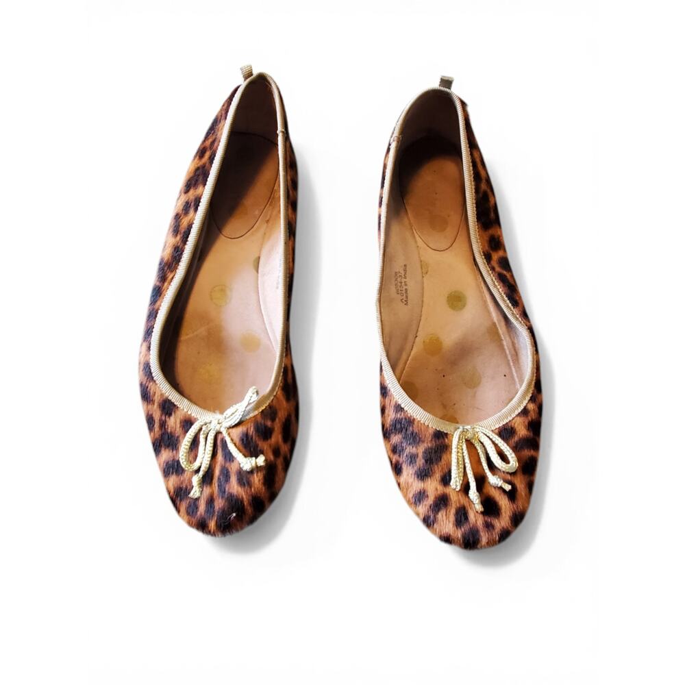 BODEN Fur Cheetah Pattern Flats Brown Black Calf Hair Women's Size 6